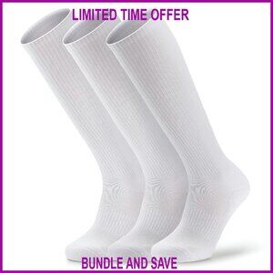 3 Pairs Cushioned Work Boot Socks Over Calf Knee High Tube Socks